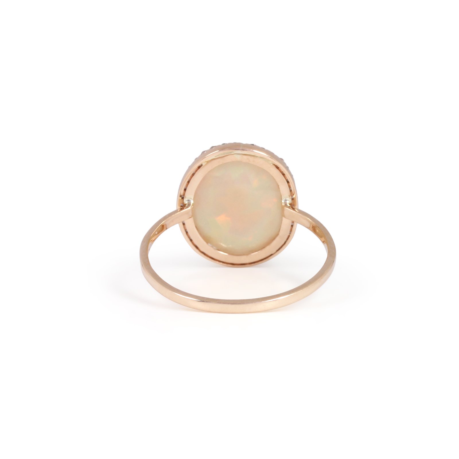 Gemstone Opal Diamond Solid Gold Ring Jewelry