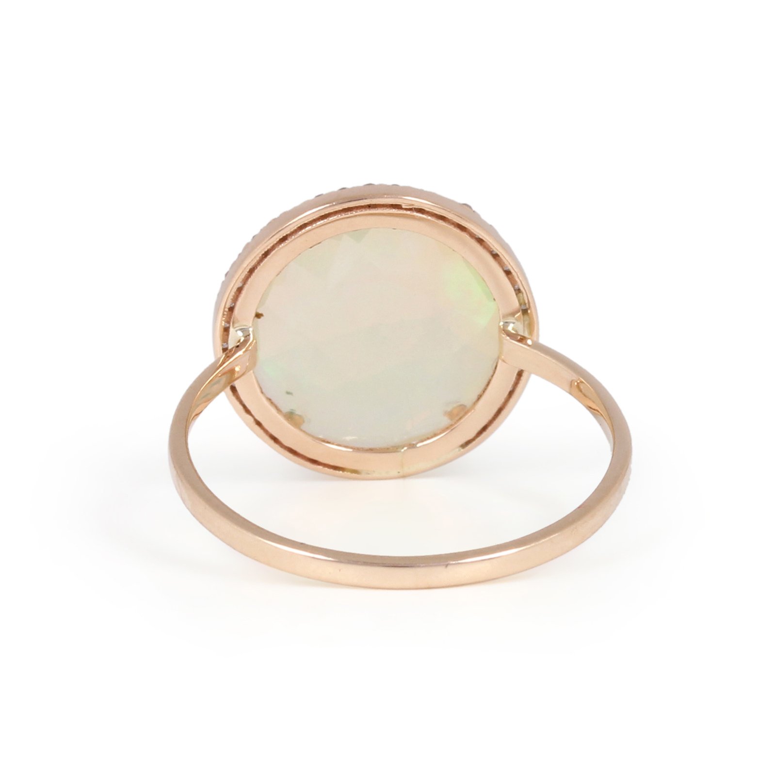 Gemstone Opal Natural Diamond Solid 14K Gold Ring Jewelry