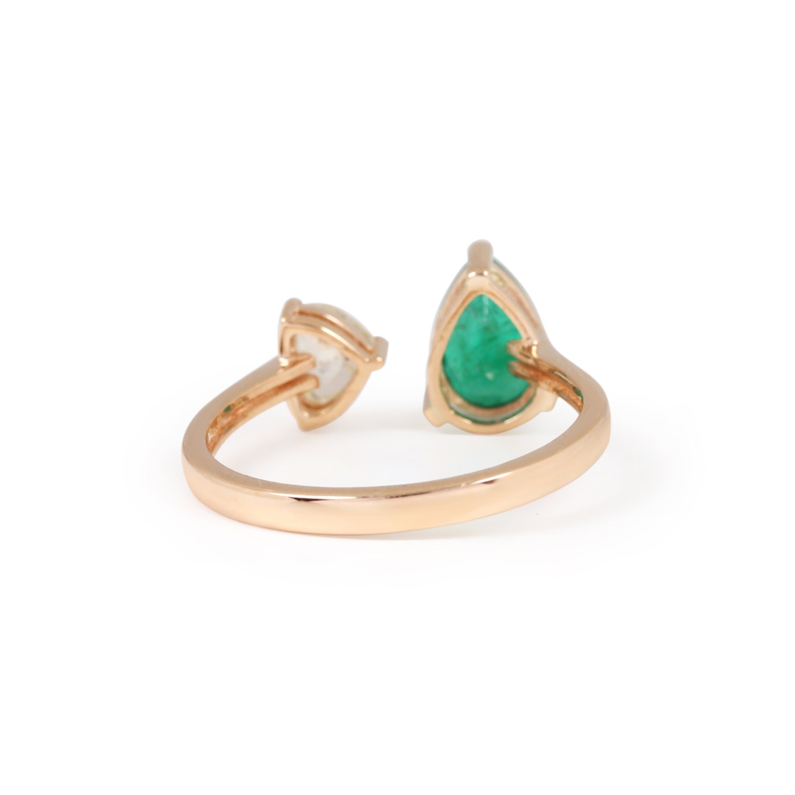Natural Emerald Diamond Solid Gold Ring Jewelry