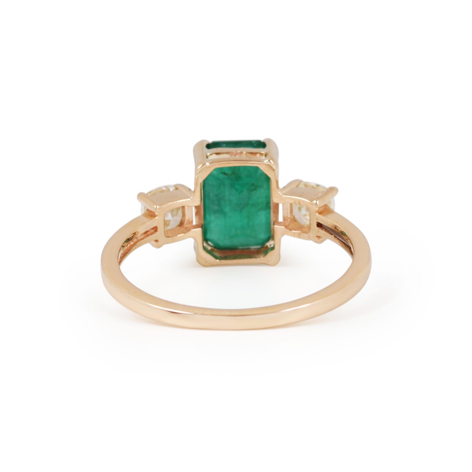 Natural Emerald Diamond 14K Solid Gold Ring Jewelry