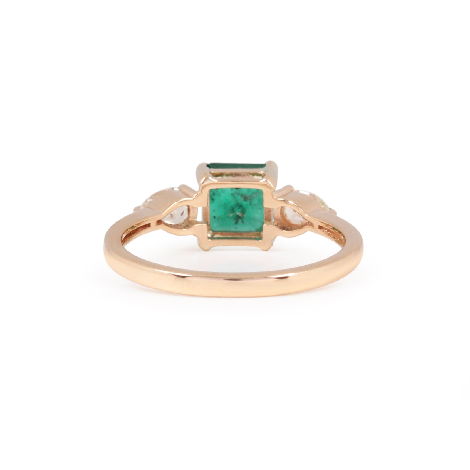 Natural Emerald Gemstone Diamond 14K Solid Gold Ring