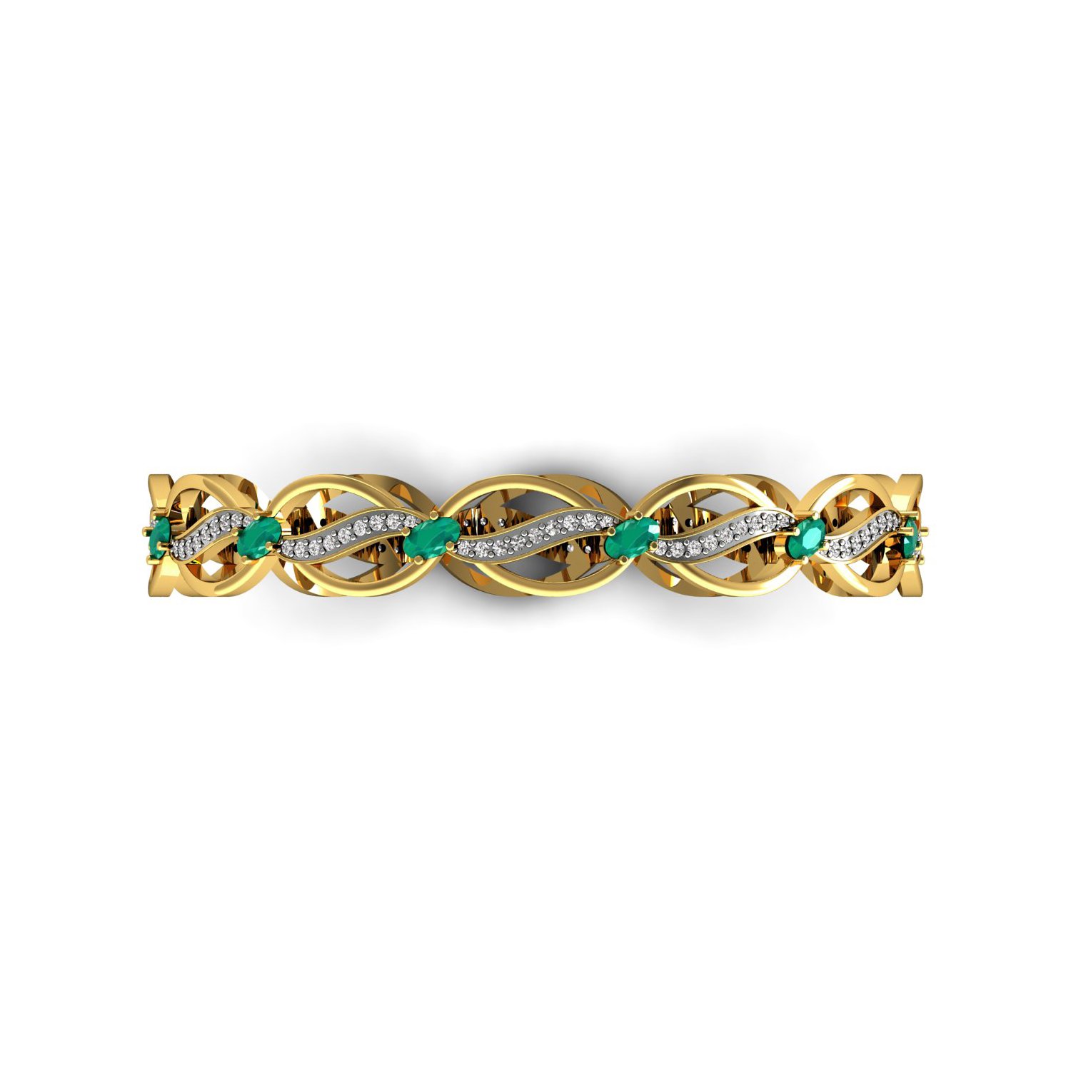 Natural emerald solid gold natural diamond bangle