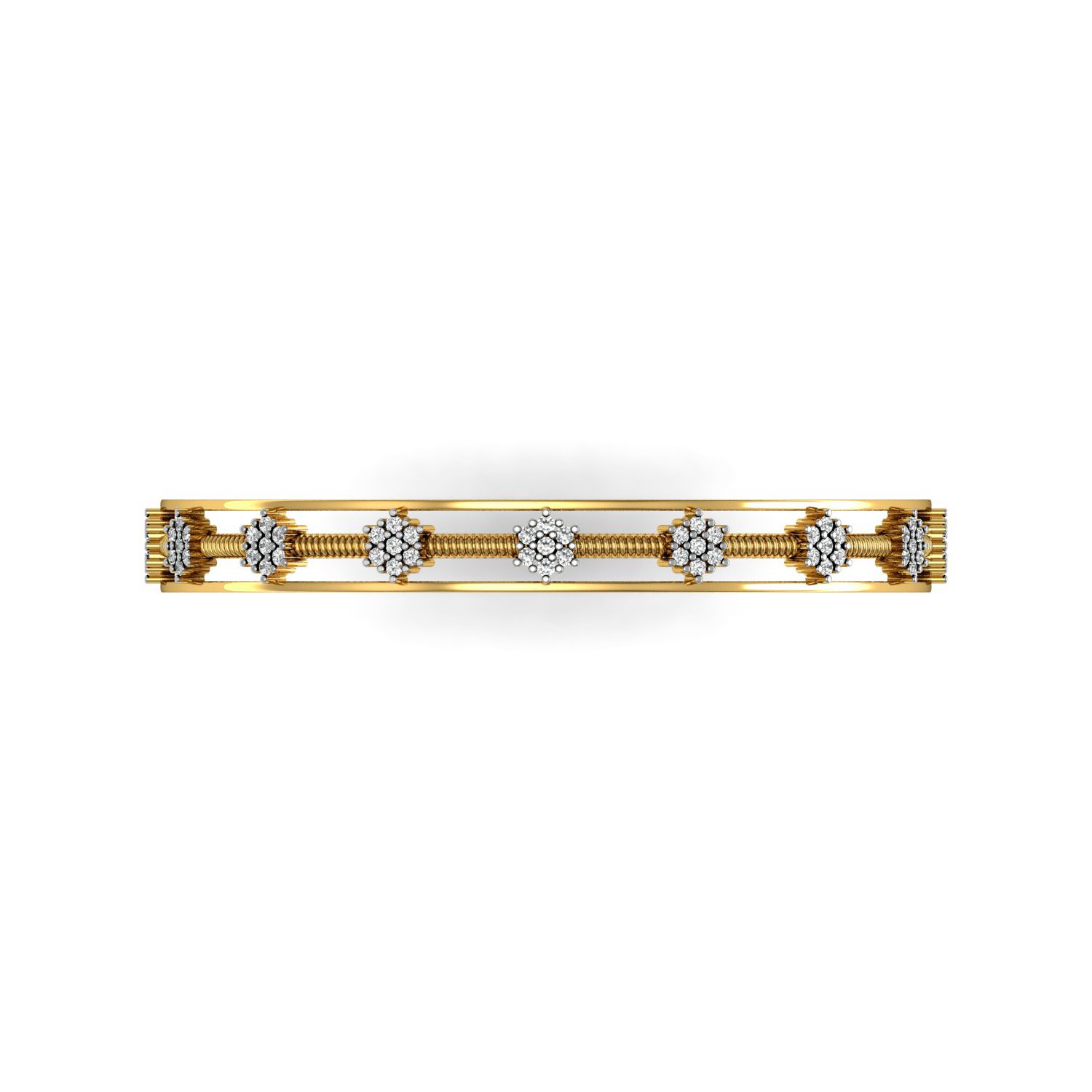 Natural diamond solid gold bangle bracelet