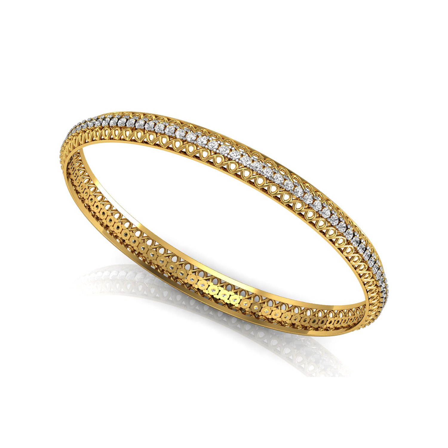 Natural diamond solid gold wedding bangle