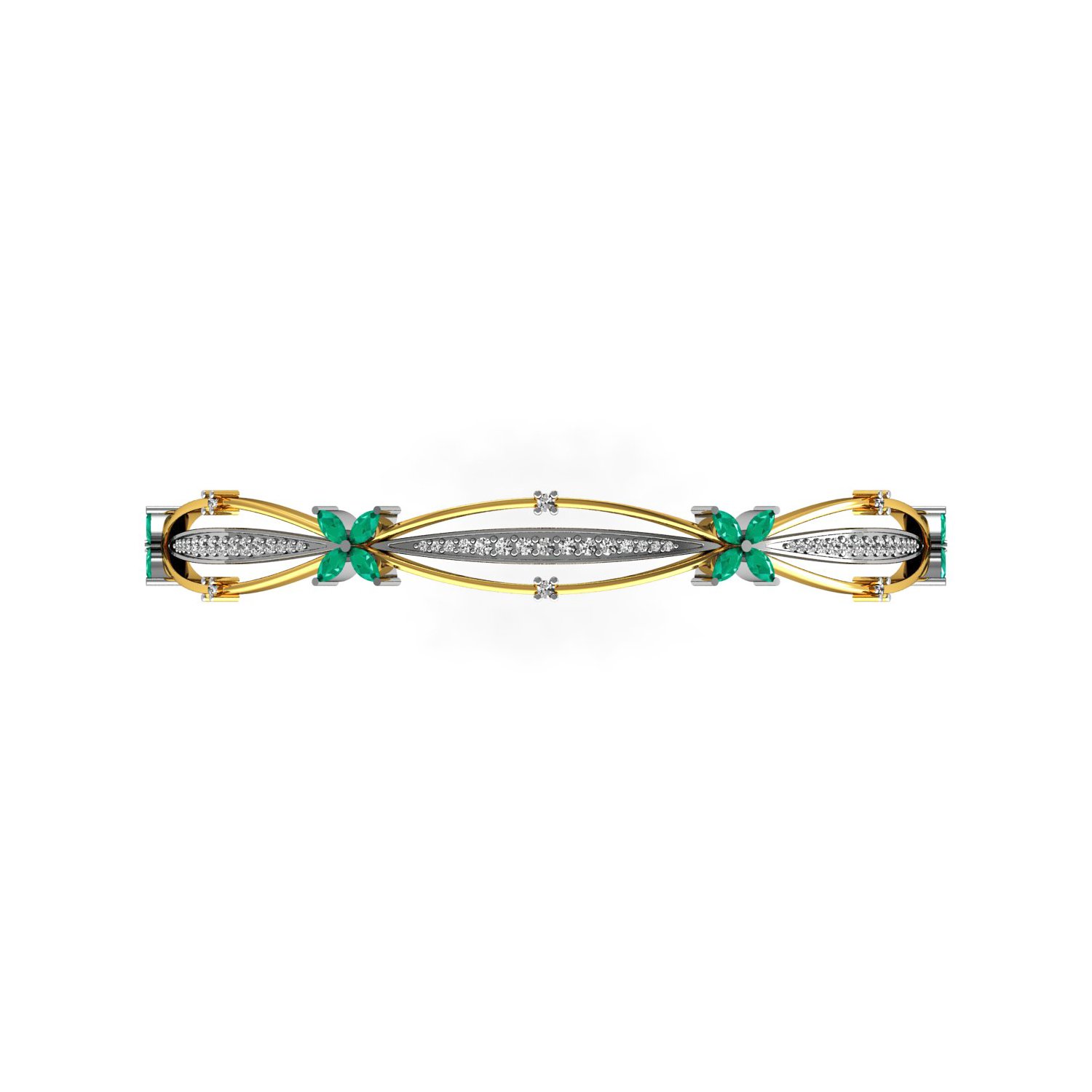 Natural emerald diamond gold bangle fine jewelry