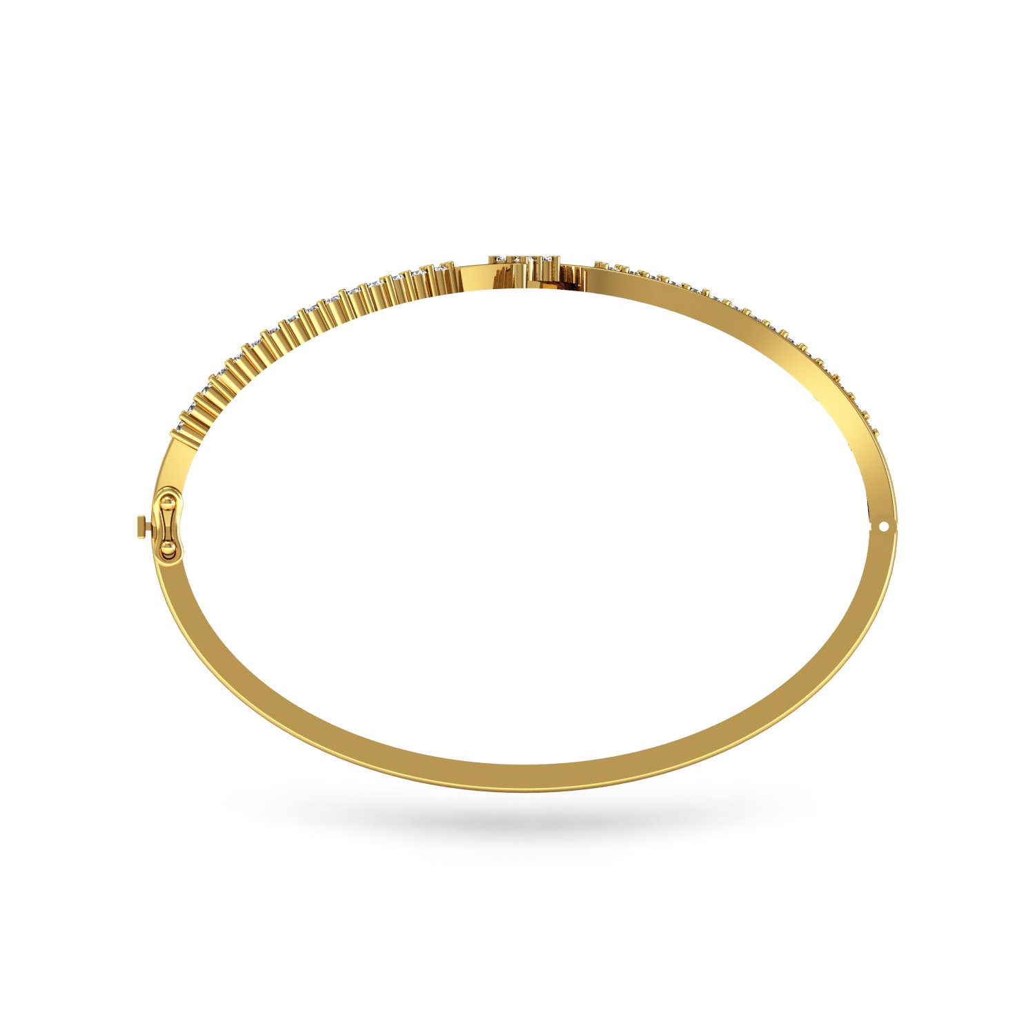 Natural diamond solid gold bangle bracelet