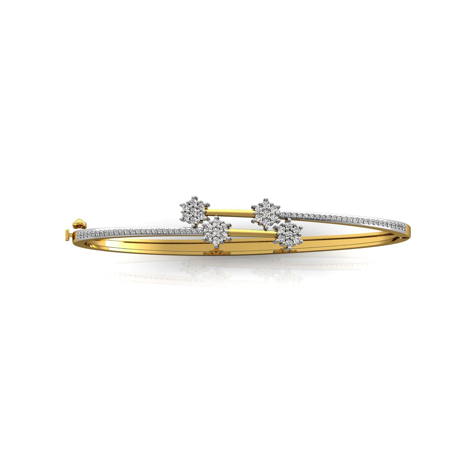 Real diamond gold bangle bracelet