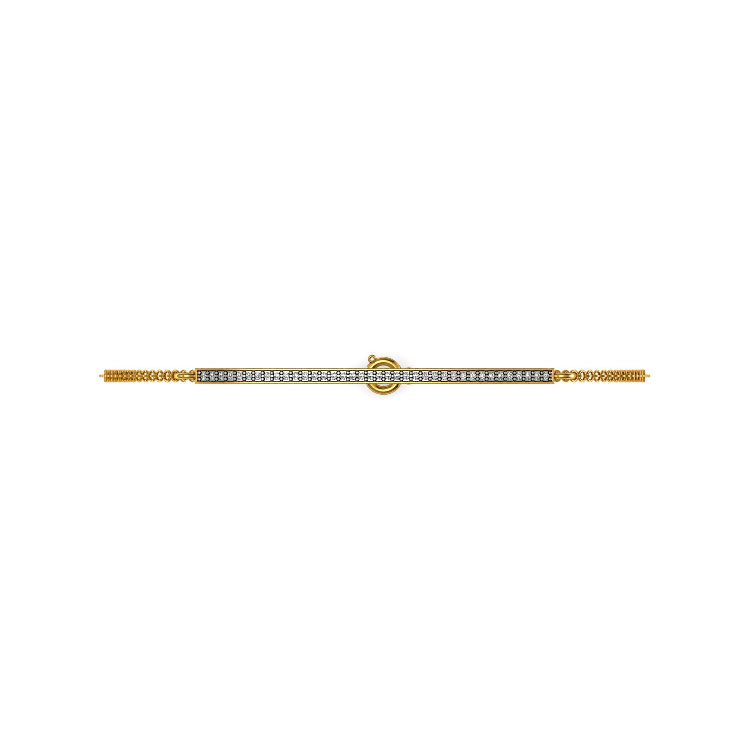 Solid gold real diamond bar chain bracelet