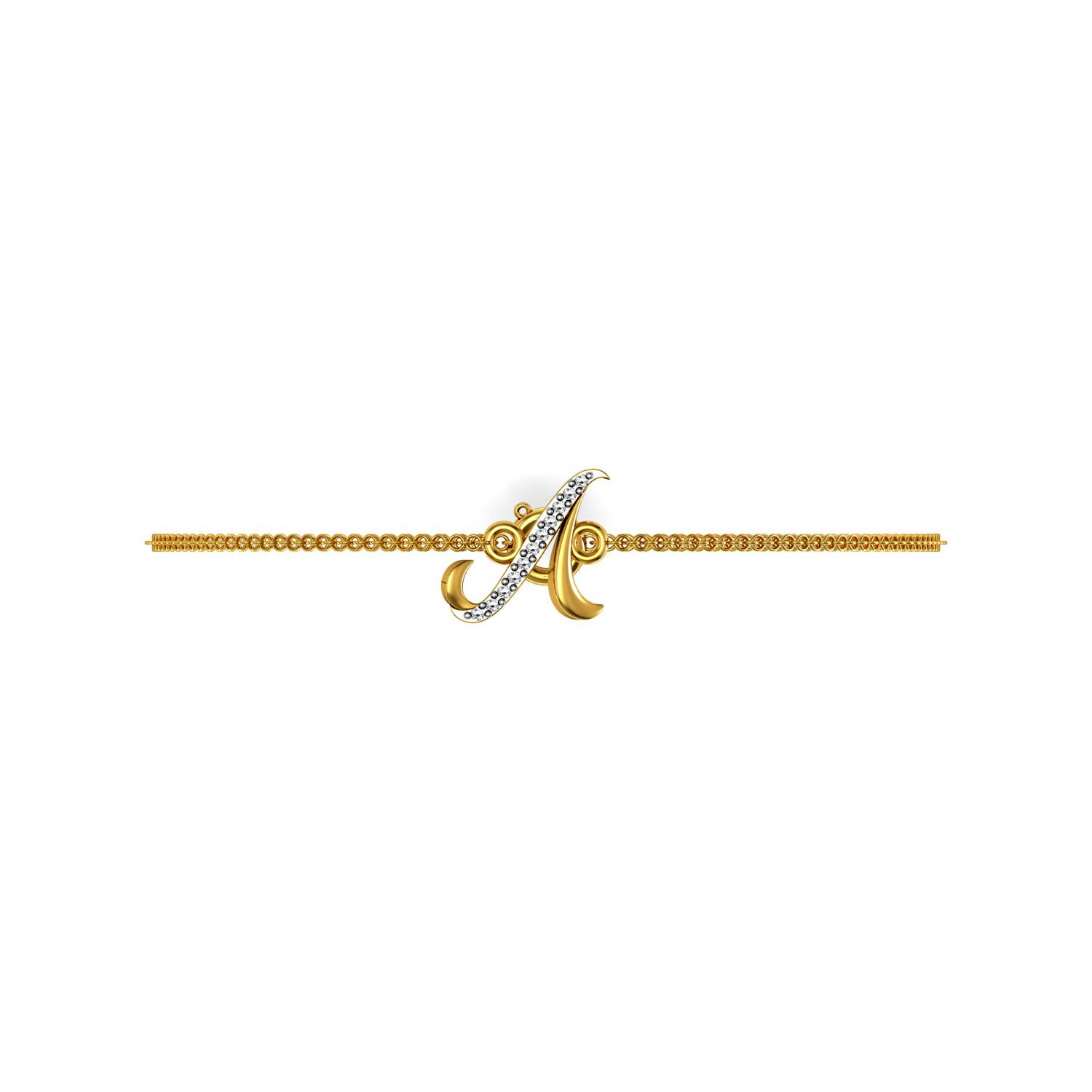 Alphabet a solid gold diamond chain bracelet
