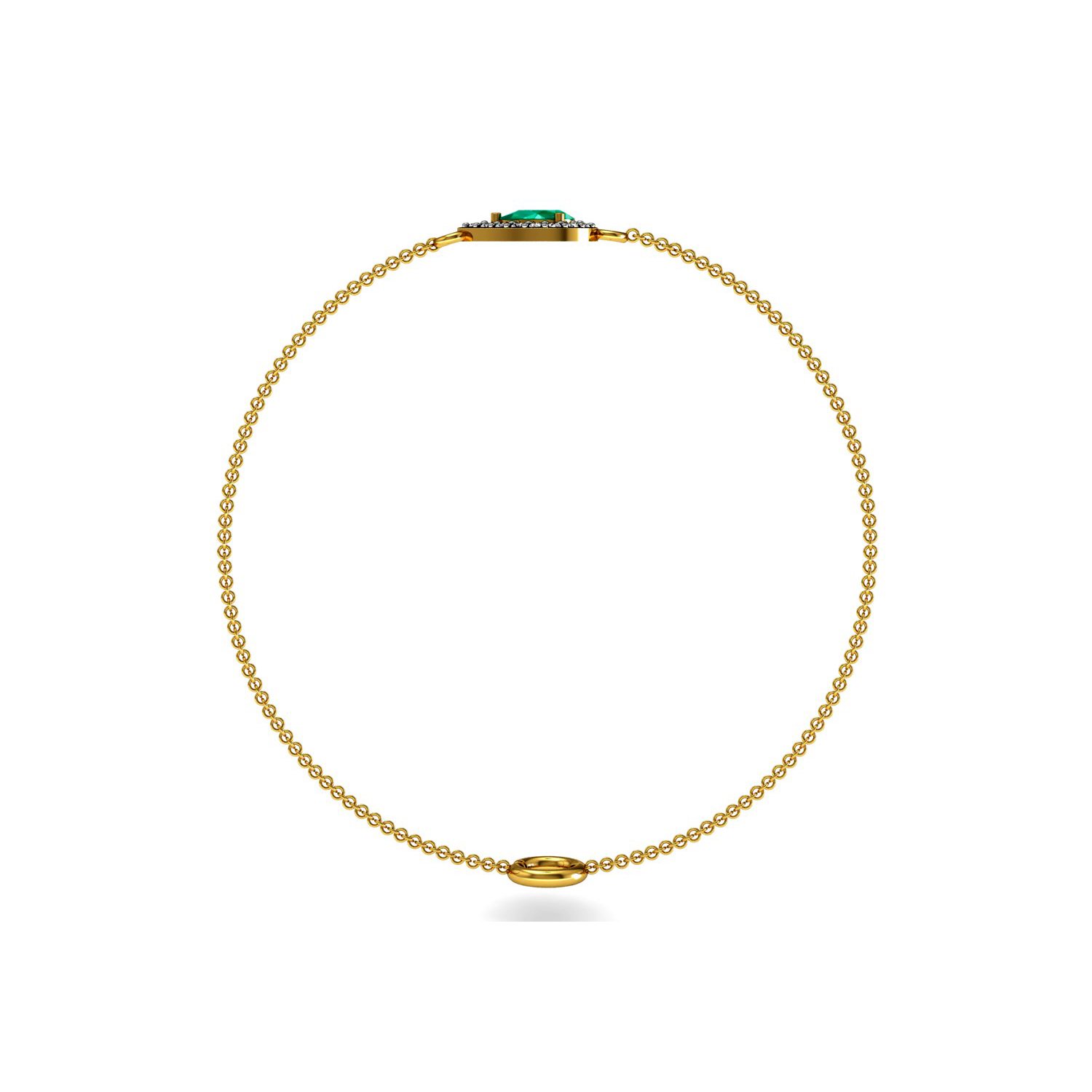 Natural emerald gold diamond chain bracelet