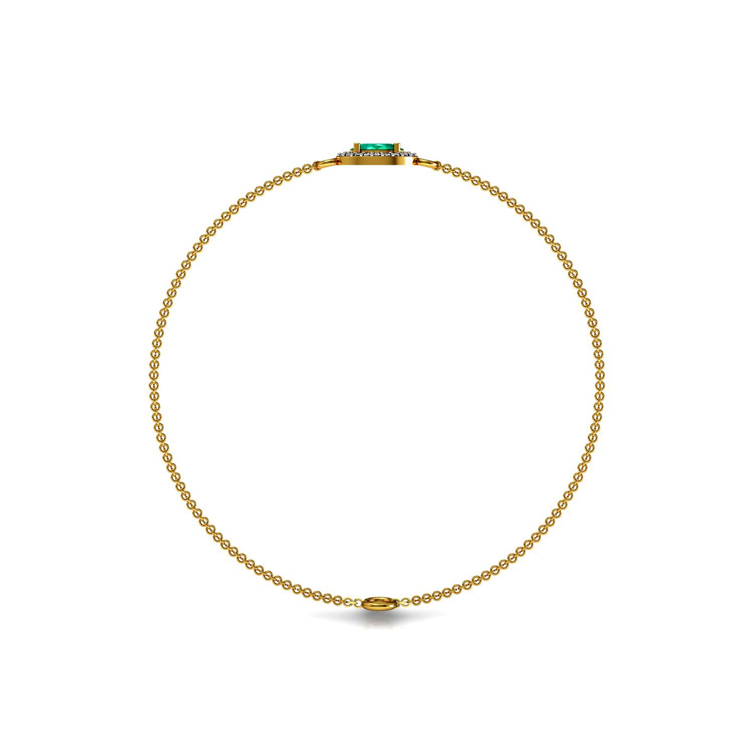 Gold emerald real diamond chain bracelet