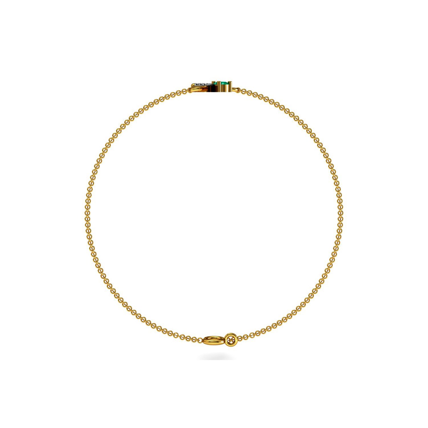 Solid gold emerald diamond chain bracelet