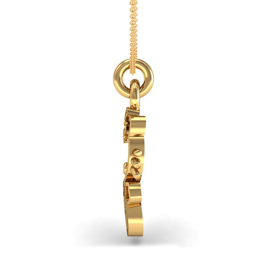 Solid 18k gold enamel teddy kids pendant with chain
