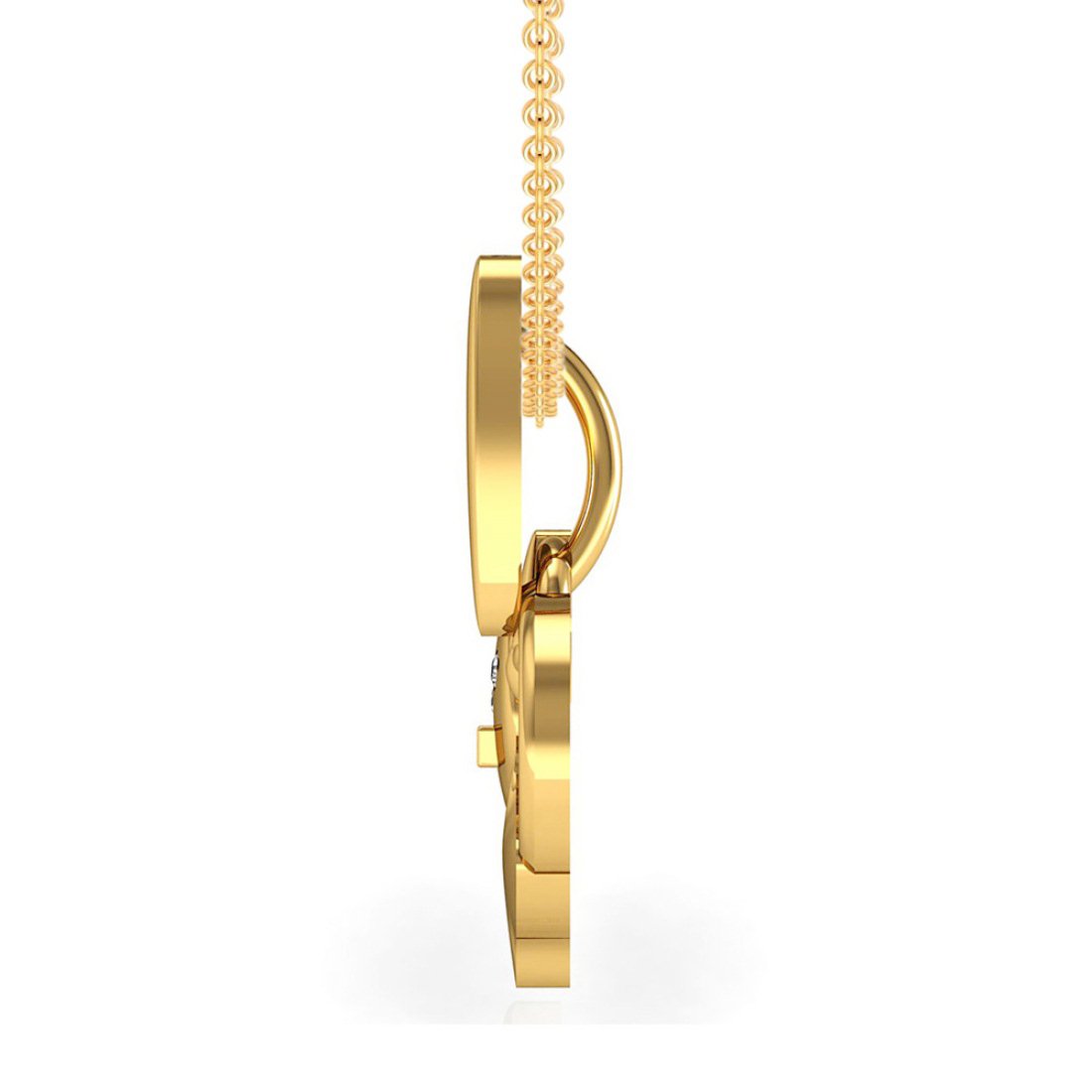 Diamond eye cat shape kids pendant with chain, 18k Gold jewelry