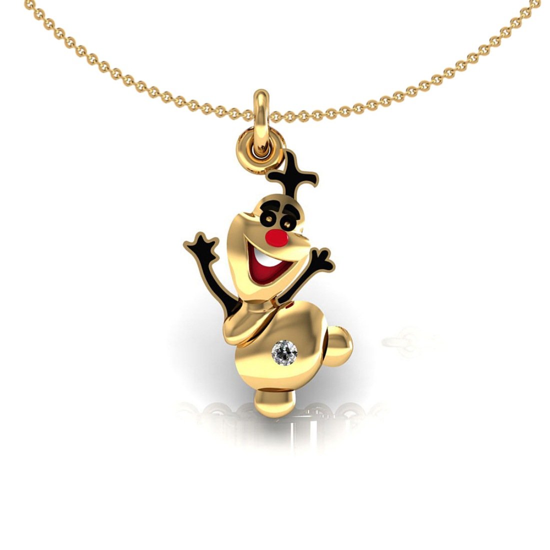 Enamel joker kids pendant with chain 18k gold diamond jewelry