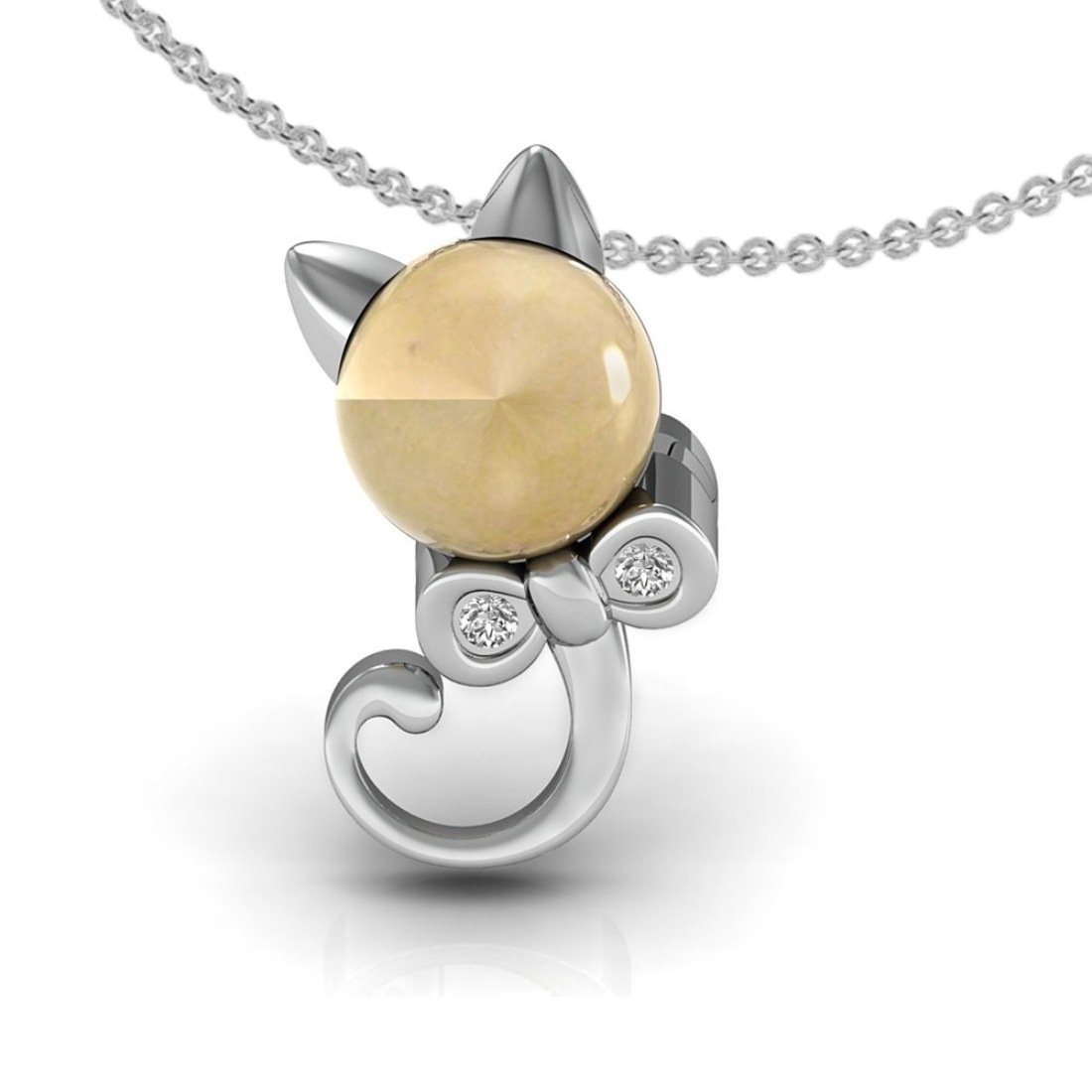 18k Solid gold diamond rat shape kids pendant with chain