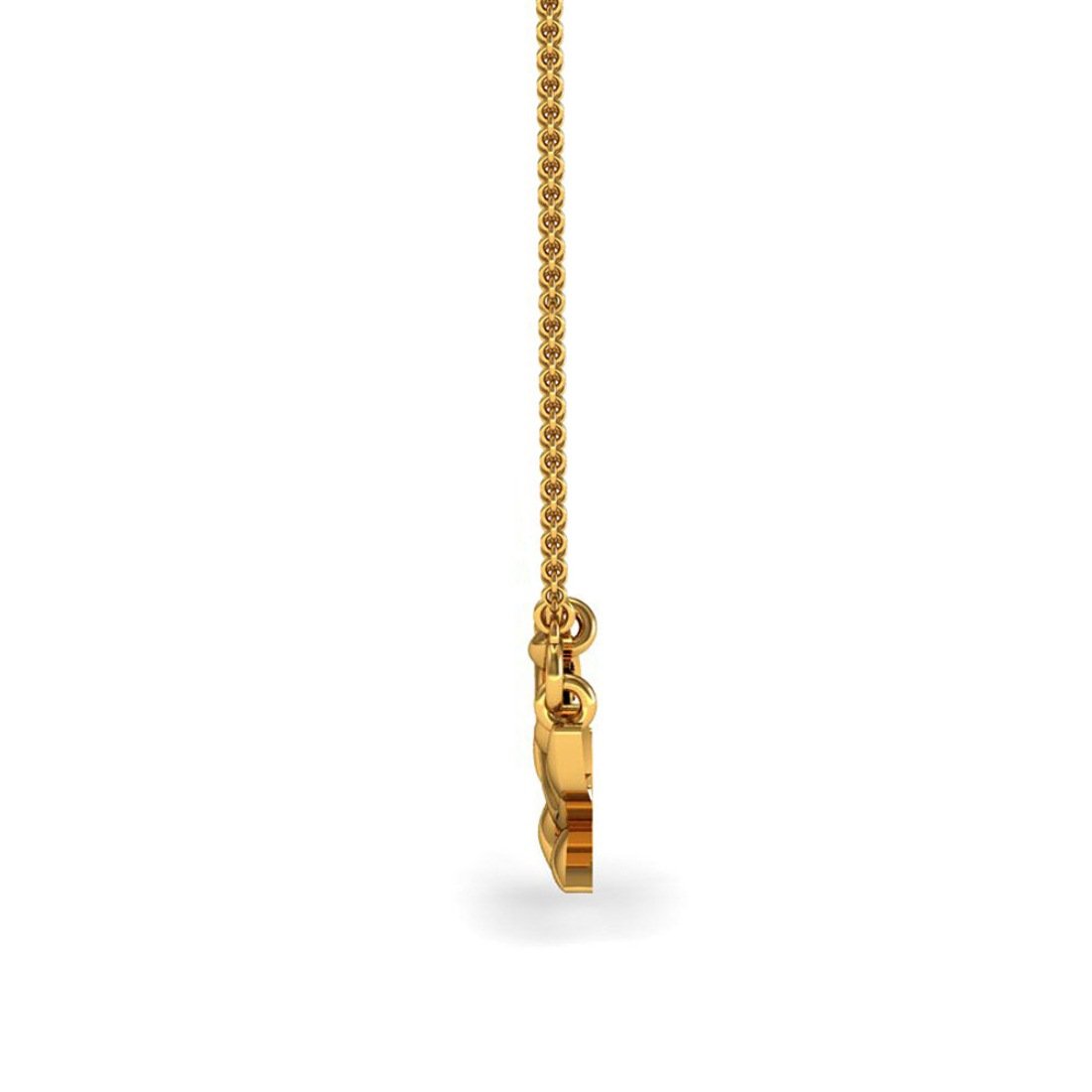 18k Solid yellow gold leaf shape kids pendant with chain