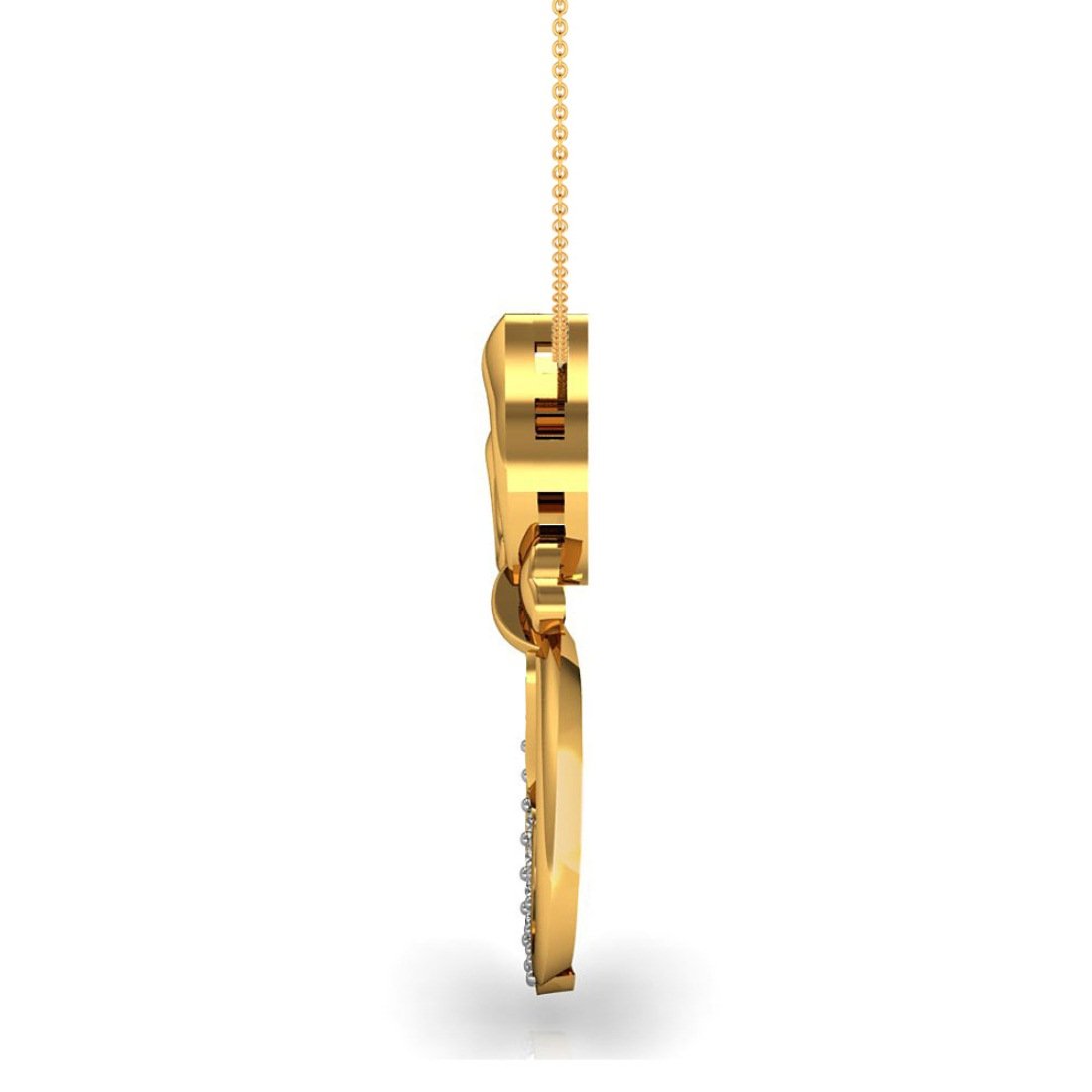 18k Solid gold cat design kids pendant with diamond